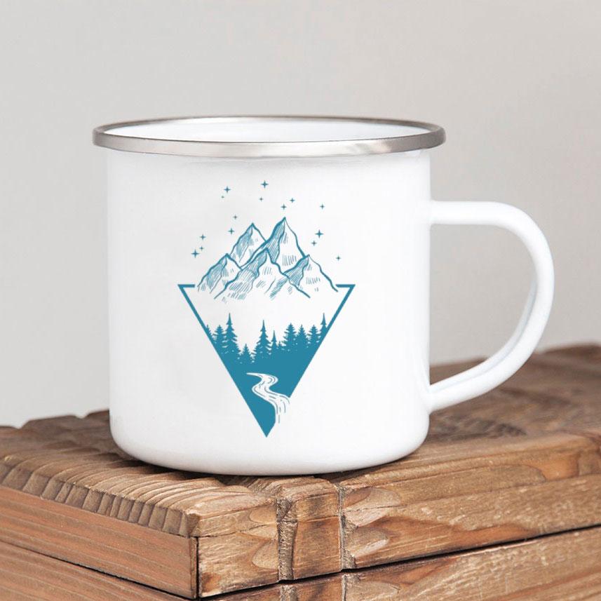 Эмалированная кружка для кофе Forest Camp Adventure Together Camping Cup Идея подарка для Camper Campfire Кружки для походов на открытом воздухе Фестиваль путешествий