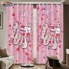 2pcs Valentine's Day Pink Love 67 Element Print Blackout Perforated Curtain Multi Size Living Room Bedroom Insulation Decoration