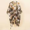 Beach Swimwear Cover Up Chiffon One Size Black Tassel Floral Print Swim Cover Up for Water Park Vacation