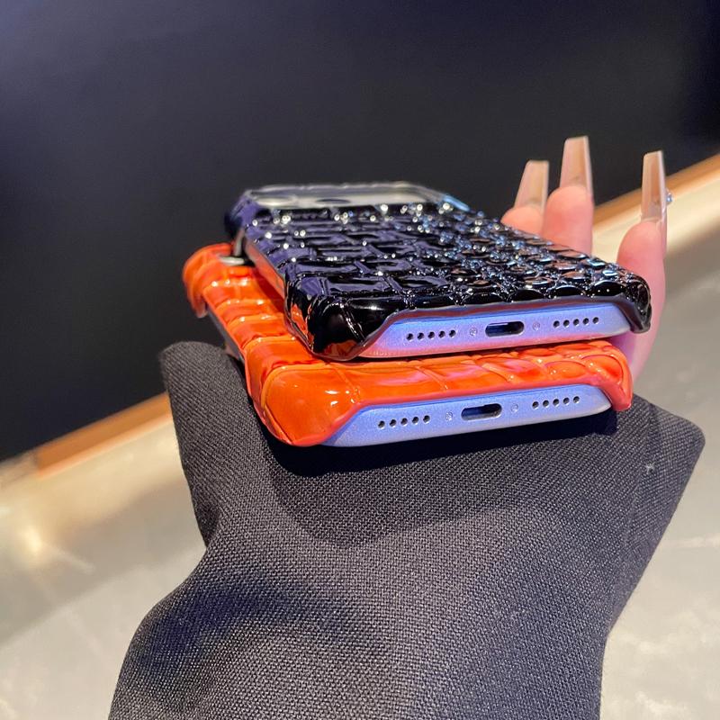 Чехол однотонный с узором под крокодила для IPhone 17 16 15 14 13 Pro Max 17 Air, полуоблегающий, из жесткой кожи, противоударная задняя крышка