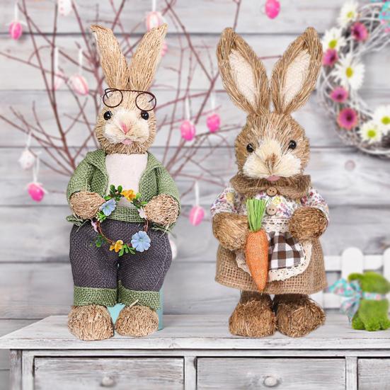 Пасхальный кролик орнамент реалистичный домашний декор рогоз трава пасхальная вечеринка настольный кролик декор пасхальные сувениры