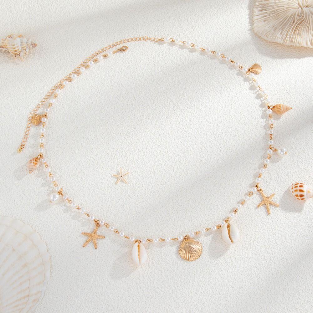 Conch Pearl Waist Chain Gold Color Bohemian Body Chain Creative Beads Belly Chain Dress Decoration
