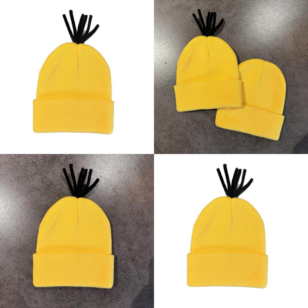 Мультяшная вязаная шапка-бини «Миньоны» для зимнего тепла и уличной моды