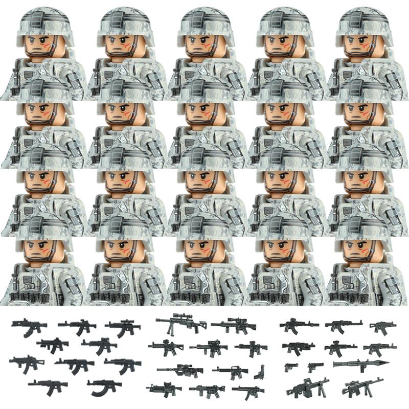20 ШТ. Военные Армейские Фигурки Строительные Блоки SWAT Призрачный Коммандос США Россия Спецназовец Оружие Щит Пояс Кирпичики Игрушки