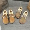 Теплые зимние ботинки с круглым носком на шнуровке Birkenstocks женские зимние на платформе всеохватывающие бархатные лоферы хлопковая обувь