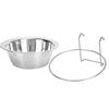 Pet Dog Cat Stainless Steel Hanging Type Bowl Durable Water Food Pot Hanging On Cage with Fixed Bracket