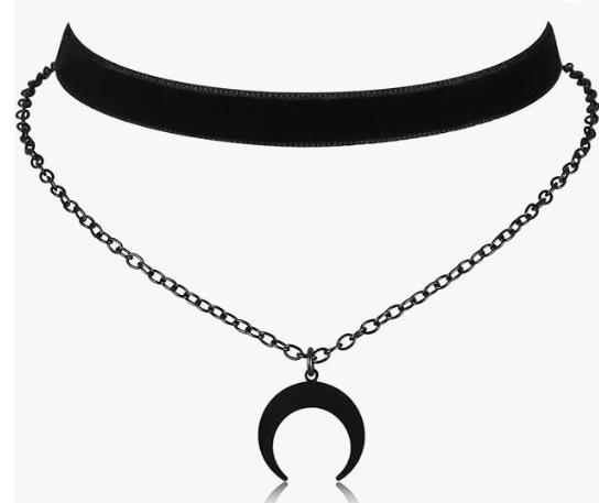 Velvet Choker Necklace for Women Black Moon Pendant Cute Fashion Collarbone Chain
