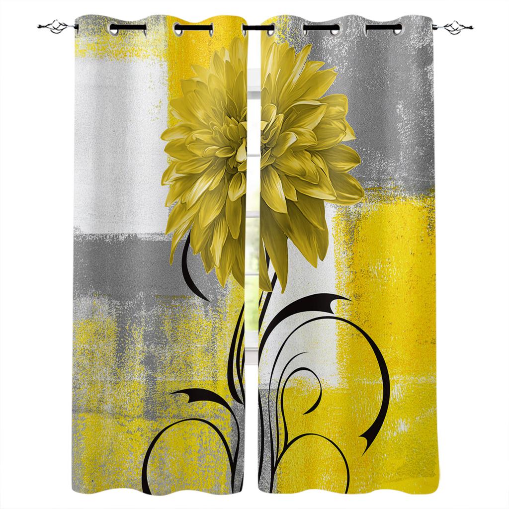 Желто-серые абстрактные художественные текстурированные шторы для спальни, кухни, оконные занавески, занавески для гостиной