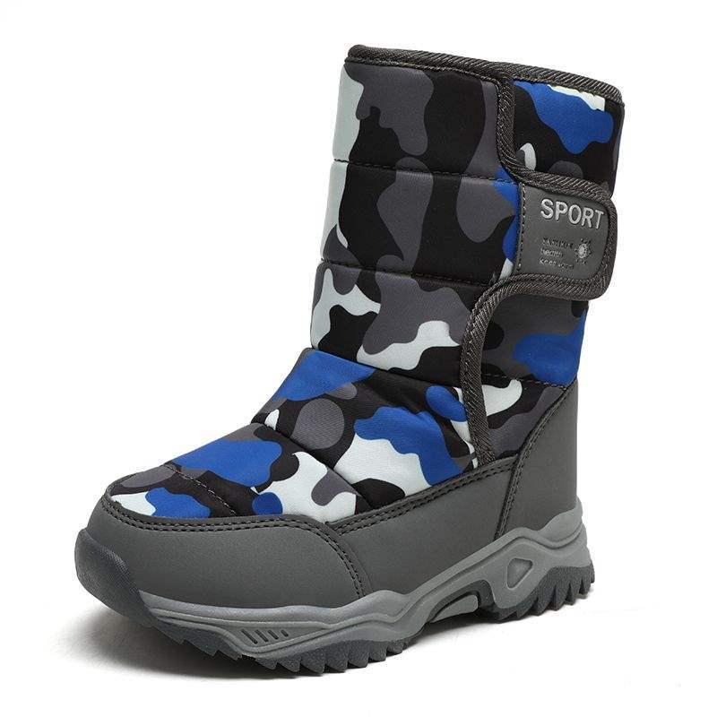 Детские водонепроницаемые нескользящие зимние сапоги для снега с теплой велюровой подкладкой