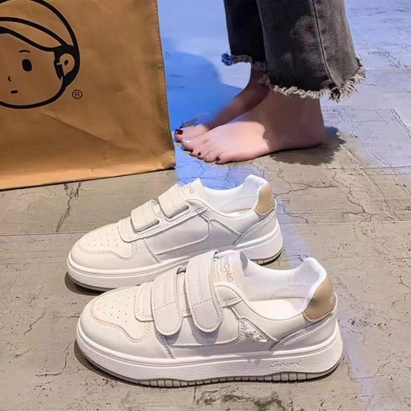 Maillard White Shoes Women's 2025 Spring New Board Shoes Women's Velcro Sports Shoes Foreign Versatile Student Board Shoes
