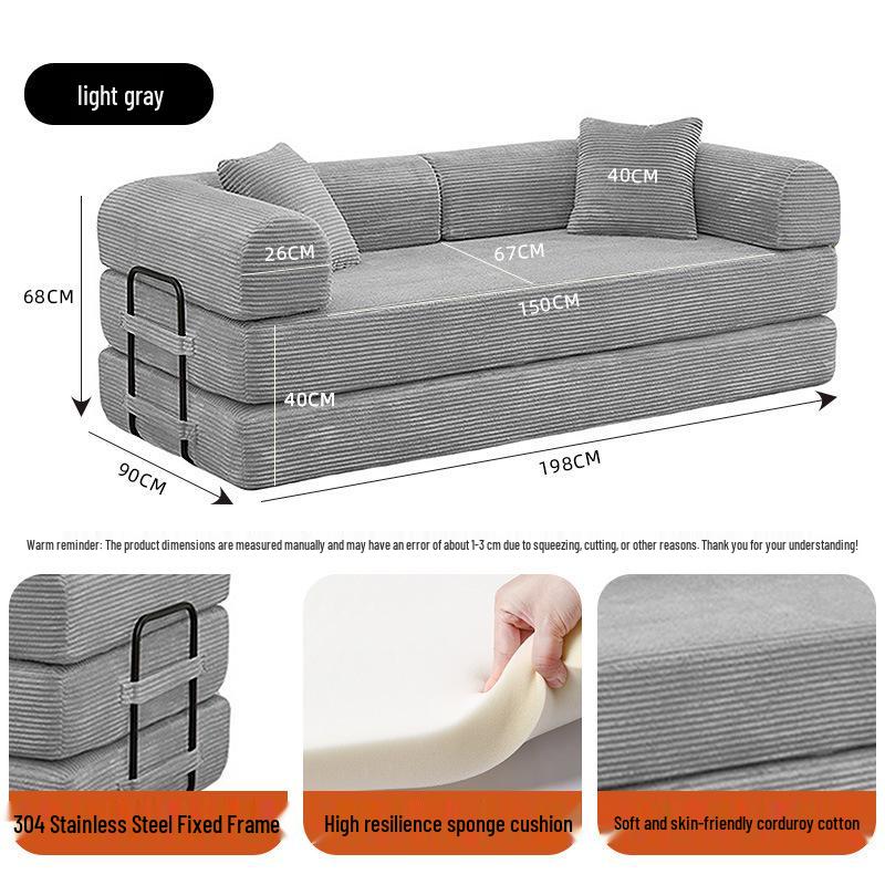 Three-Seater Corduroy Sofa for Small Apartments with High-Density Foam, Exclusive Design.