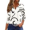 Женская футболка с принтом на пуговицах, рукав 3/4, туника, повседневная мода на выходные, базовый топ с V-образным вырезом