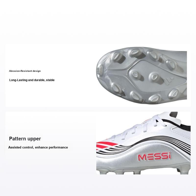 adidas F50 Messi League MG Удобные Универсальные Прочные Низкие Детские Футбольные Бутсы Детские Футбольные Бутсы Белый Красный Серебристый JP7449