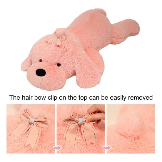 Большая плюшевая игрушка-собака, милая мягкая кукла-подушка с бантом 130/160 см, мягкая, приятная на ощупь кукла-собака для детей, девочек, большая, уютная подушка для отдыха в постели