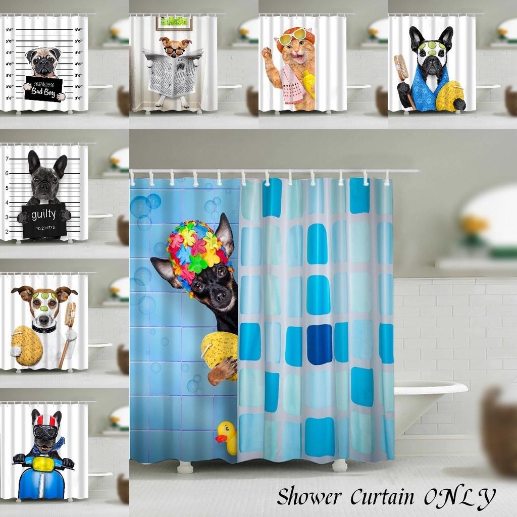 Милая шторка для душа с животными для собак и кошек, водонепроницаемая и прочная
