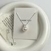 Classic Elegant Silver Single Shiny Zircon Round Grey White Pearl Pendant Necklaces for Women Collarbone Chain Jewelry