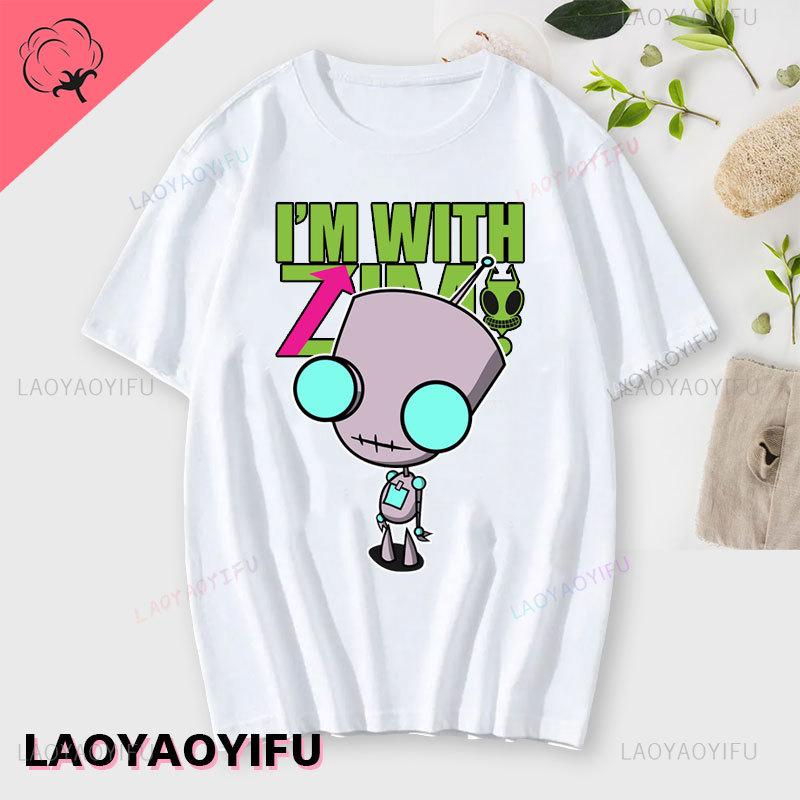 Аниме Invader Zim Invader Gir Graphic Tshirt Zim Image Cartoon T Shirt Unisex Unisex Cotton Tee Shirt Fashion Shirt Streetwear Tops Unisex