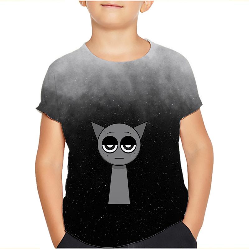 Sprunki Incredibox Детская футболка для девочек Игровые летние топы для малышей Футболки для малышей Детская одежда Футболки с героями мультфильмов Повседневная одежда с коротким рукавом