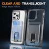 Shockproof Acrylic Card Slot Holder Clear Phone Case for iPhone 15 14 13 12 11 Pro Max 15Plus 14Plus Metal Kicstand Bumper Cover