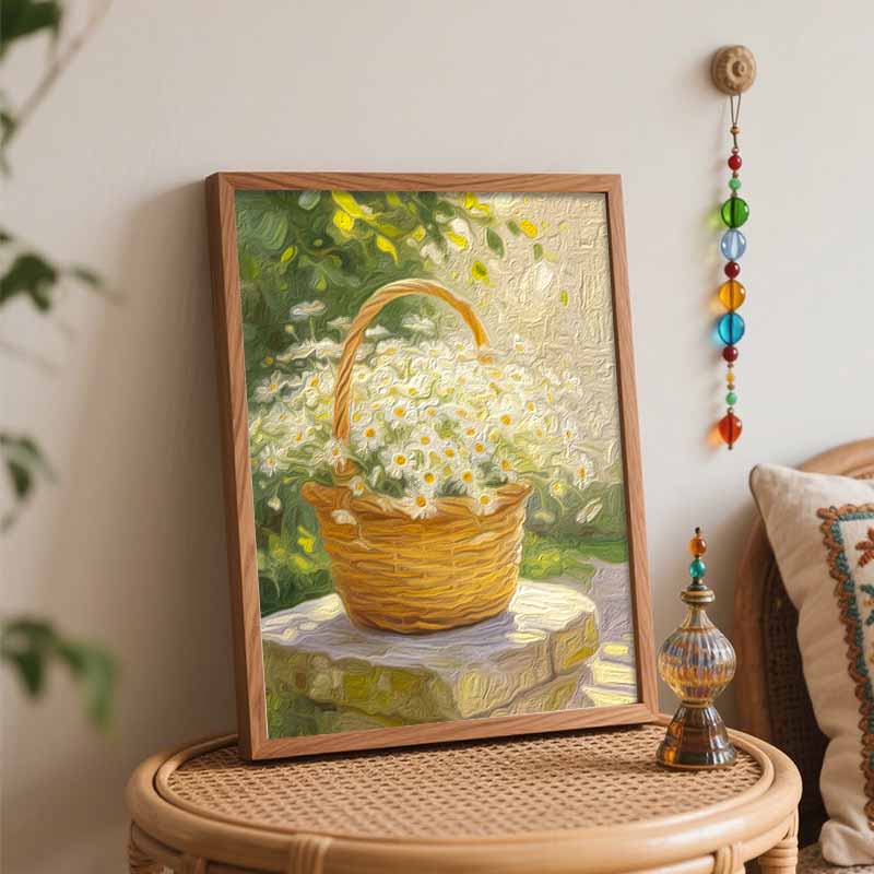 Набор для рисования маслом и цифровой живописи ручной работы DIY painting цветы ромашки в корзине painting для украшения дома