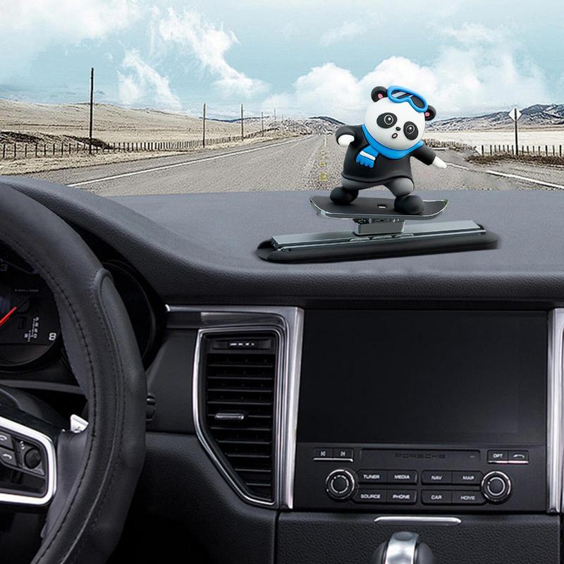 Car Skateboard Bear Decoration Cartoon Bear Skateboard Doll Car Decoration Funny Skater Bear Car Dashboard Decorations For