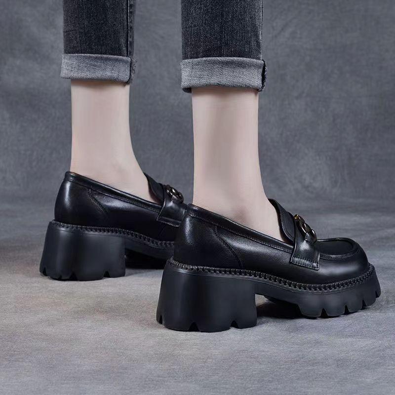 Женская весенняя модная повседневная маленькая кожаная обувь на толстой подошве