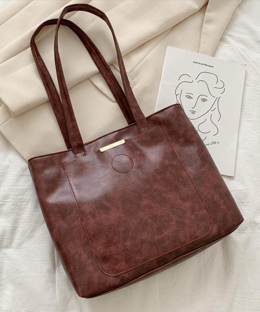 Tote bag with zipper for synthetic for basic business shoulder for shoulder synthetic sophisticated basic bag [Aimoha] women, leather, office,