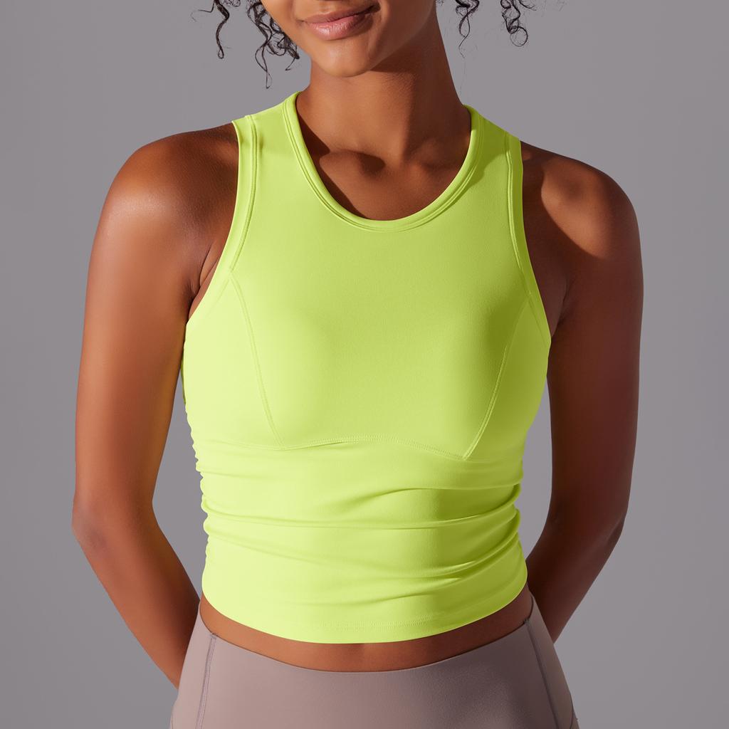 Двусторонний нейлоновый однотонный плотный жилет с круглым вырезом для занятий спортом, бега, фитнеса, йоги, длинный топ для женщин