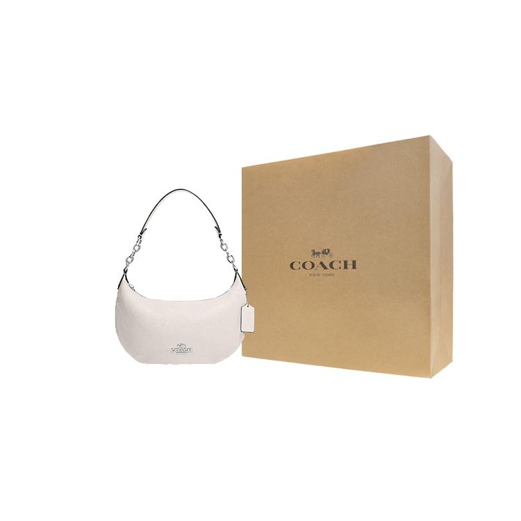 New COACH Cow Leather Crescent Bag Shoulder Bag Handbag Shoulder Bag Large Size Women's White CE619-SVHA