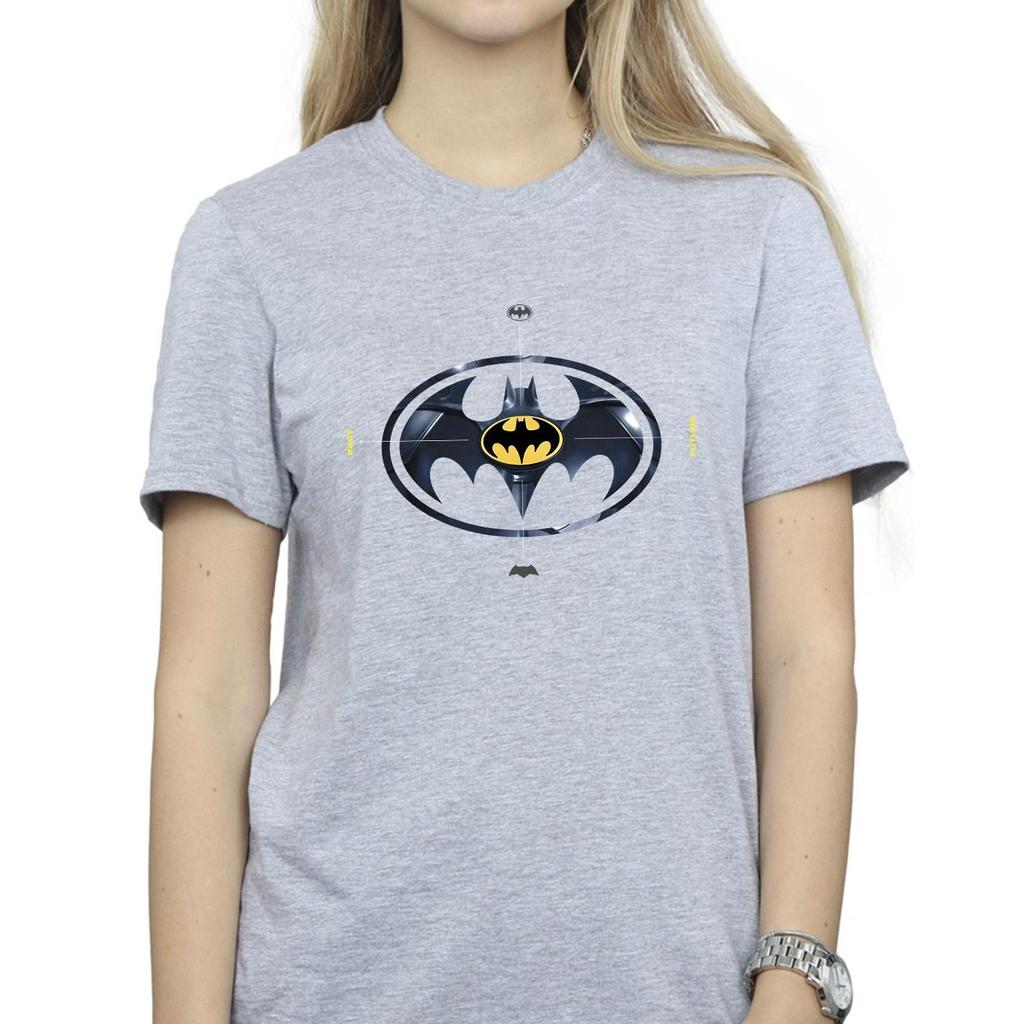 DC Comics Womens/Ladies The Flash Batman Metal Logo Cotton Boyfriend T-Shirt