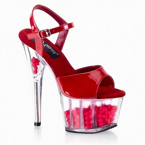 Горячая Распродажа Прозрачные Розовые Босоножки 17СМ Хрустальный Высокий Каблук Обувь на Платформе