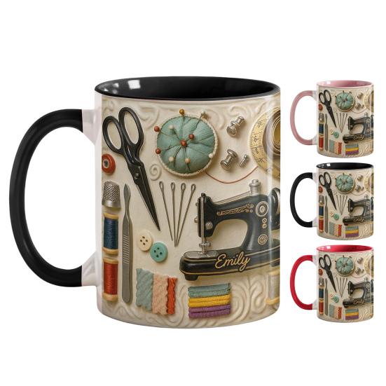 Персонализированная кружка для шитья, Кофейная кружка с вышивкой и дизайном швейной машинки, Для женщин, швей, квилтеров, рукодельниц, Креативный подарок для мамы, бабушки, на праздник