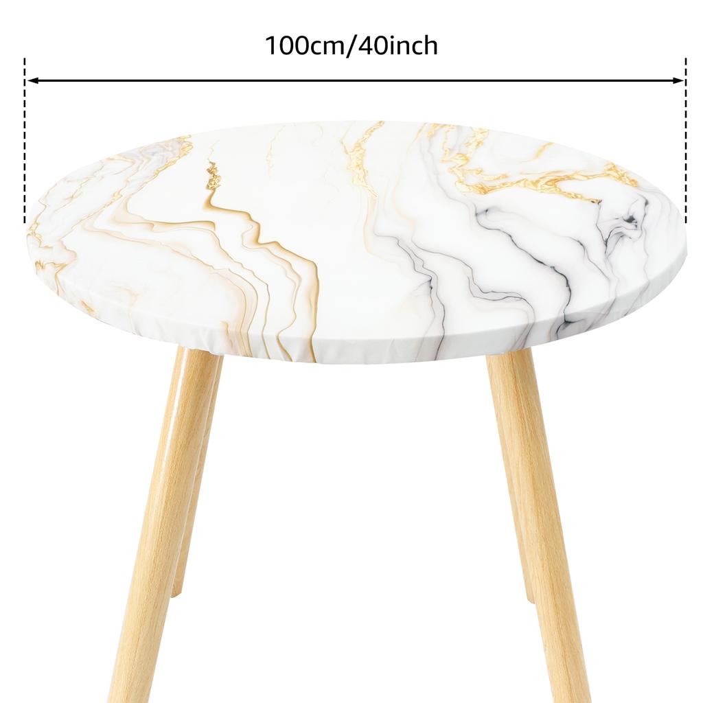 Круглая скатерть с цветочным принтом, текстура дерева, винтажная, для помещений и улицы, водонепроницаемая, эластичная, декоративная скатерть для пикника