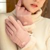 Ветрозащитные зимние замшевые термоперчатки женские бархатные и утолщенные уличные велосипедные перчатки