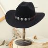 Ковбойская шляпа в западном стиле для мужчин и женщин, формовочная, с широкими полями, шляпа ковбойки с загнутыми полями, фетровая шляпа федора с каменной лентой