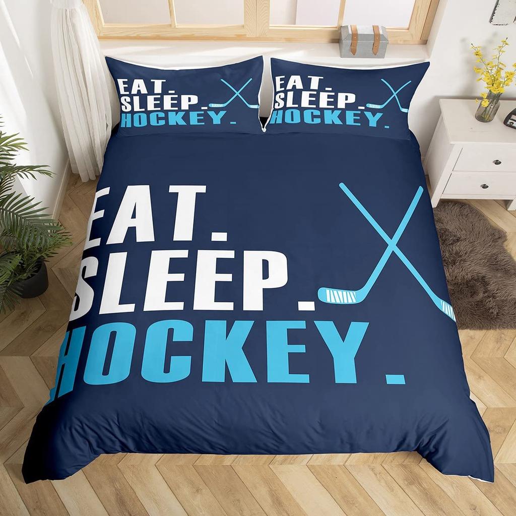 Ice Hockey 3D Digital Printing Quilt Cover Home Textile Three-Piece Three-Piece Set