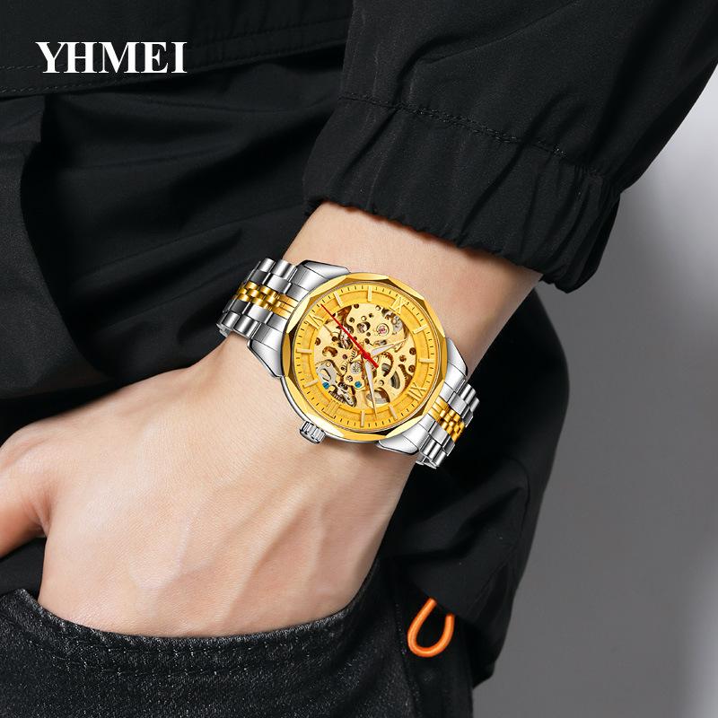 Мужские часы, механические, скелетонированные, из нержавеющей стали, водонепроницаемые, автоматические, с автоподзаводом, наручные часы в стиле стимпанк с ажурным циферблатом