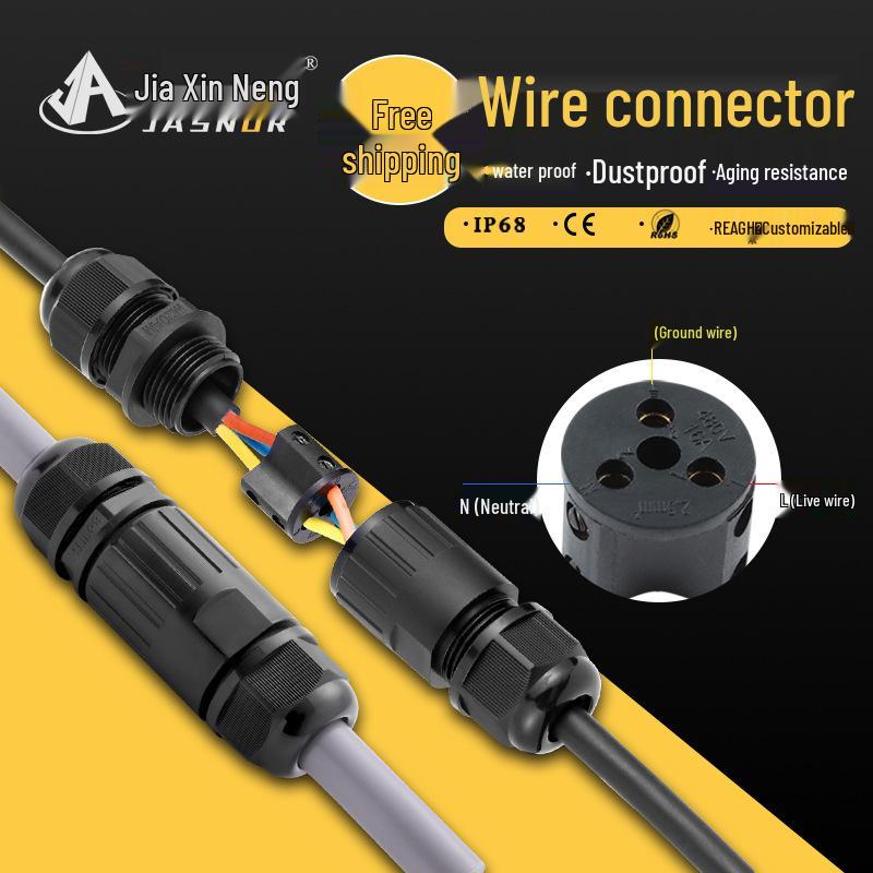 IP68 Waterproof Nylon Cable Connector with Terminal Blocks, 2-4 Core, PG9, Outdoor
