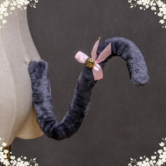 Плюшевая длинная лента с кошачьим хвостом и бантом-колокольчиком для женщин и девочек, вечерние аксессуары для косплея, мягкий скелет, гибкая форма, имитация хвоста для платья, юбки, леггинсы