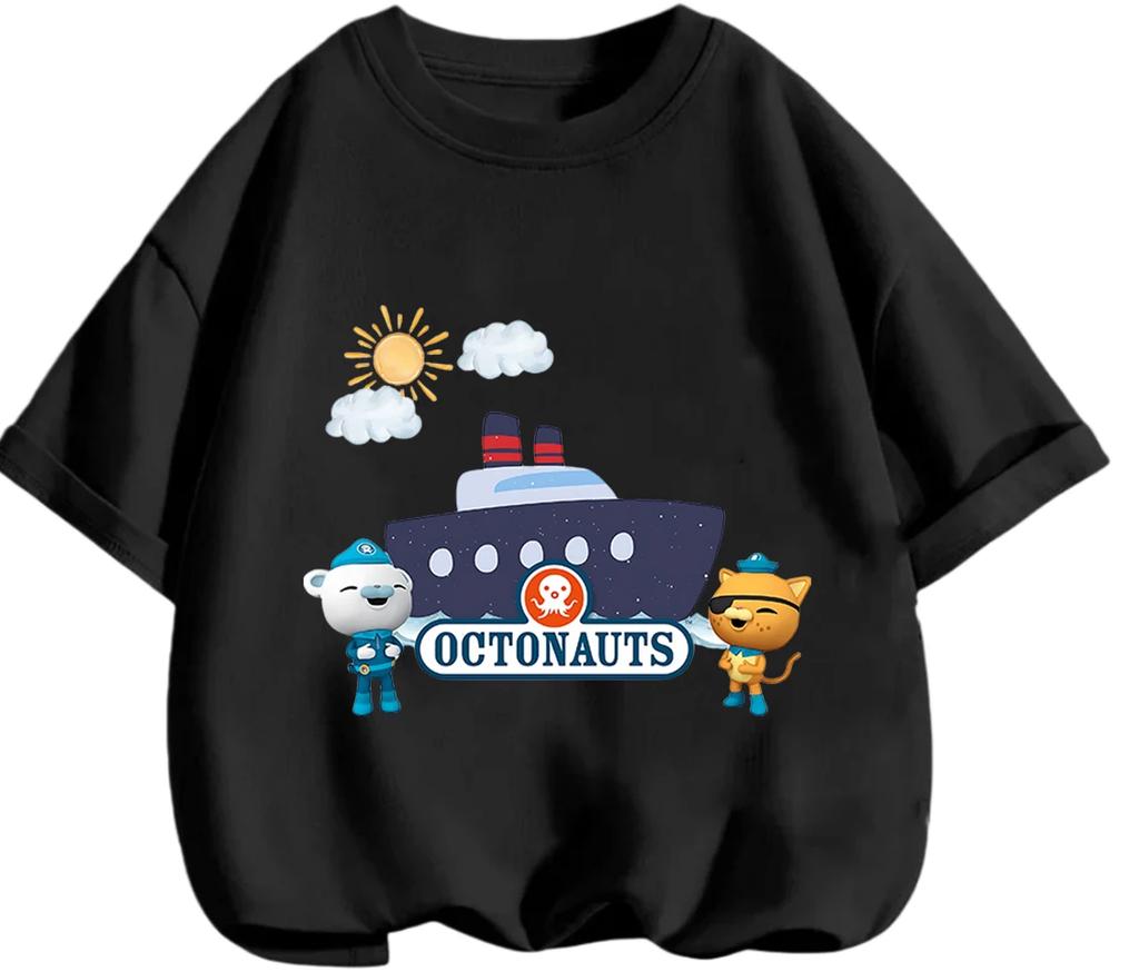 Adorable Cartoon Octonauts T Shirt Casual Street Leisure Tops Summer Daily Outfits For Little Boys And Girls