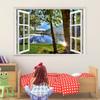 3D вид из окна, наклейки на стену, наклейки с лесным пейзажем, съемные обои, наклейки, украшение дома