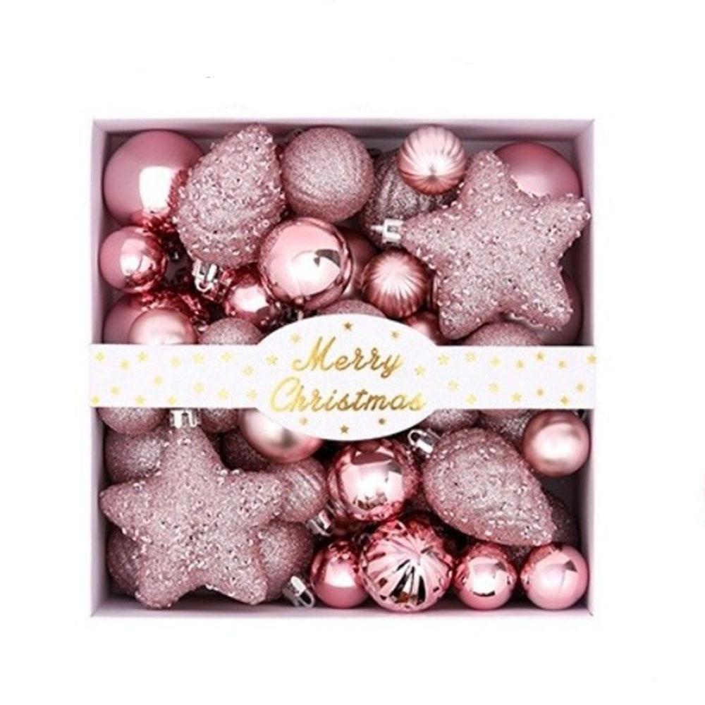 50Pcs/Set Plastic Xmas Tree Hanging Balls Star Christmas Ball Ornaments Party Decorations