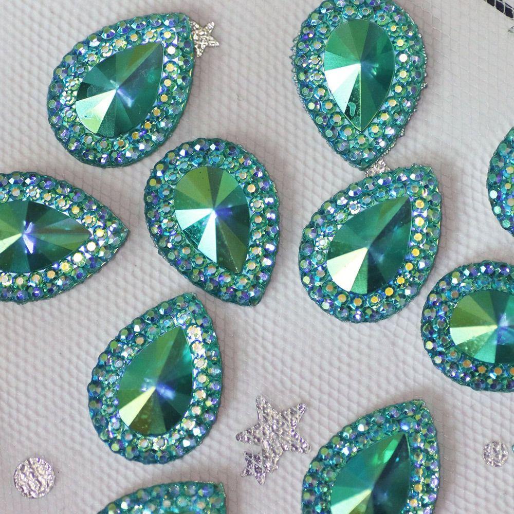 Аппликация ручной работы с плоской задней частью, хрустальные камни, блестящие капли воды, горный хрусталь AB, красочный орнамент из смолы