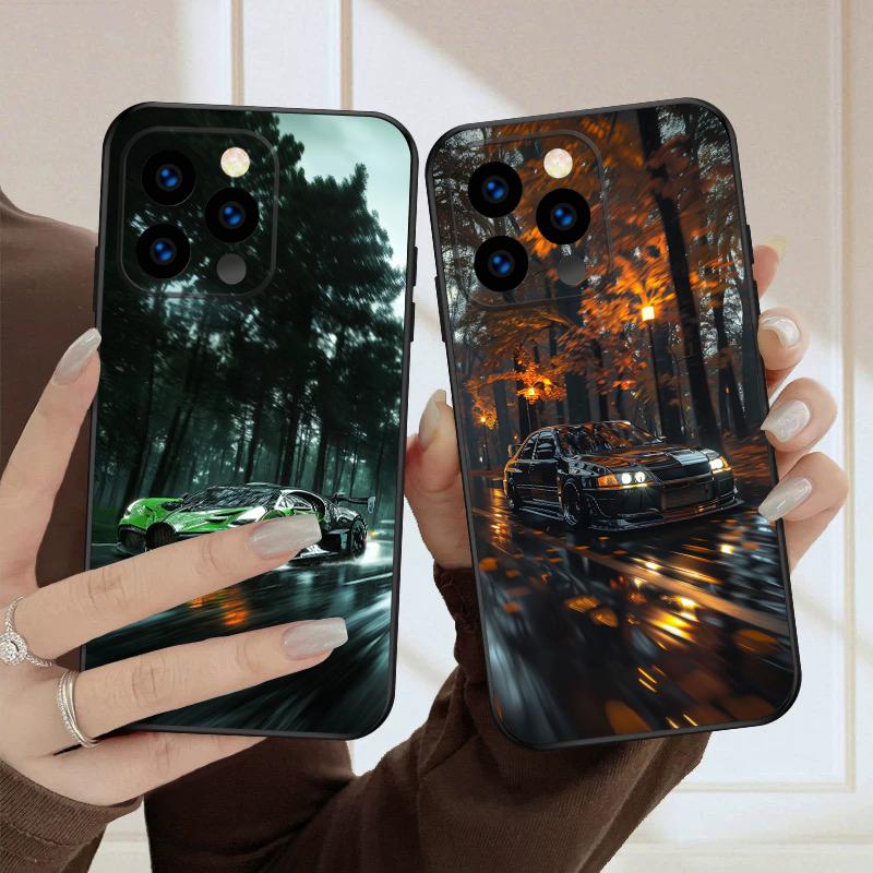 Машина в дождь Для iPhone 16 E 15 P ro 14 13 Plus 12 mini 11 Pro Max XR Xs M ax X 7 8 6 6S 2022 16E силиконовый мягкий чехол для телефона