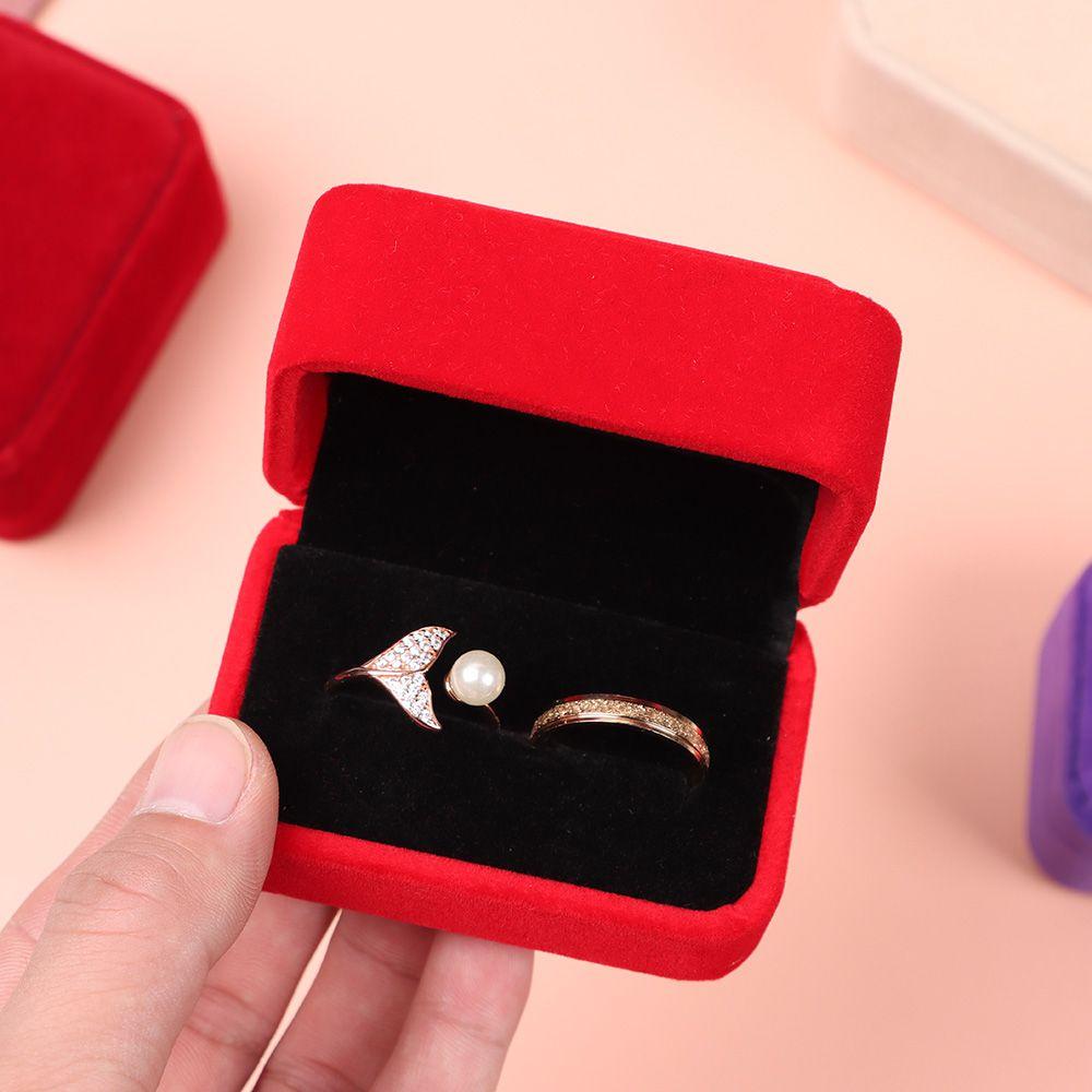 High-quality Exquisite Square Storage Box Couple Double Ring Box Velvet Jewelry Case Display Box