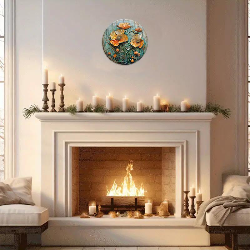 Весенний деревянный знак, резной деревянный расписной круглый венок, украшение для спальни, утренняя роса с цветочными лепестками, тематическое украшение