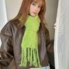 Luochi Knitting~Плюшевый шарф конфетных цветов: Мягкий, приятный для кожи, теплый, с кисточками и косами, универсальный зимний шарф-снуд для женщин.