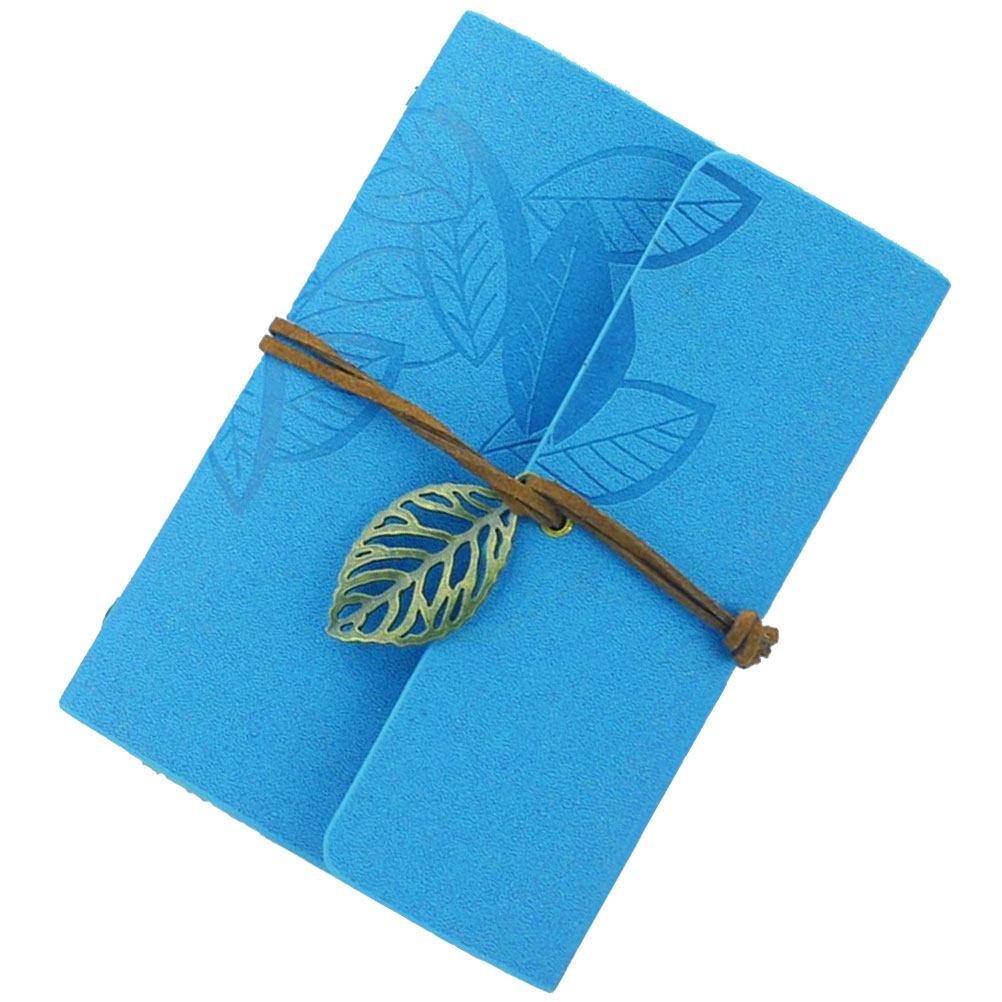 Yellow Vintage Leaf Pattern PU Cover Blank Notebook Journal 85 Sheets 170 Pages Loose Leaf Binding Travel Diary Daily Journal