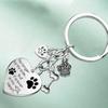Dog Paw Pet Memorial Key Chain Love Heart Pet Keychain Pendants Cute Dog Tag Key Chain  Gift