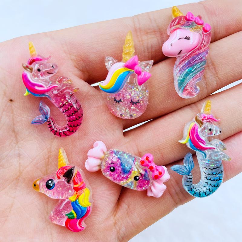 20/10 Pcs New Cute Resin Cartoon Unicorn Flat Back Cabochon Scrapbook Kawaii Diy Embellishments Charm Decorate Accessories A86